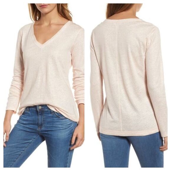 Caslon V—Neck Shimmer Tee Size Medium - Picture 1 of 8